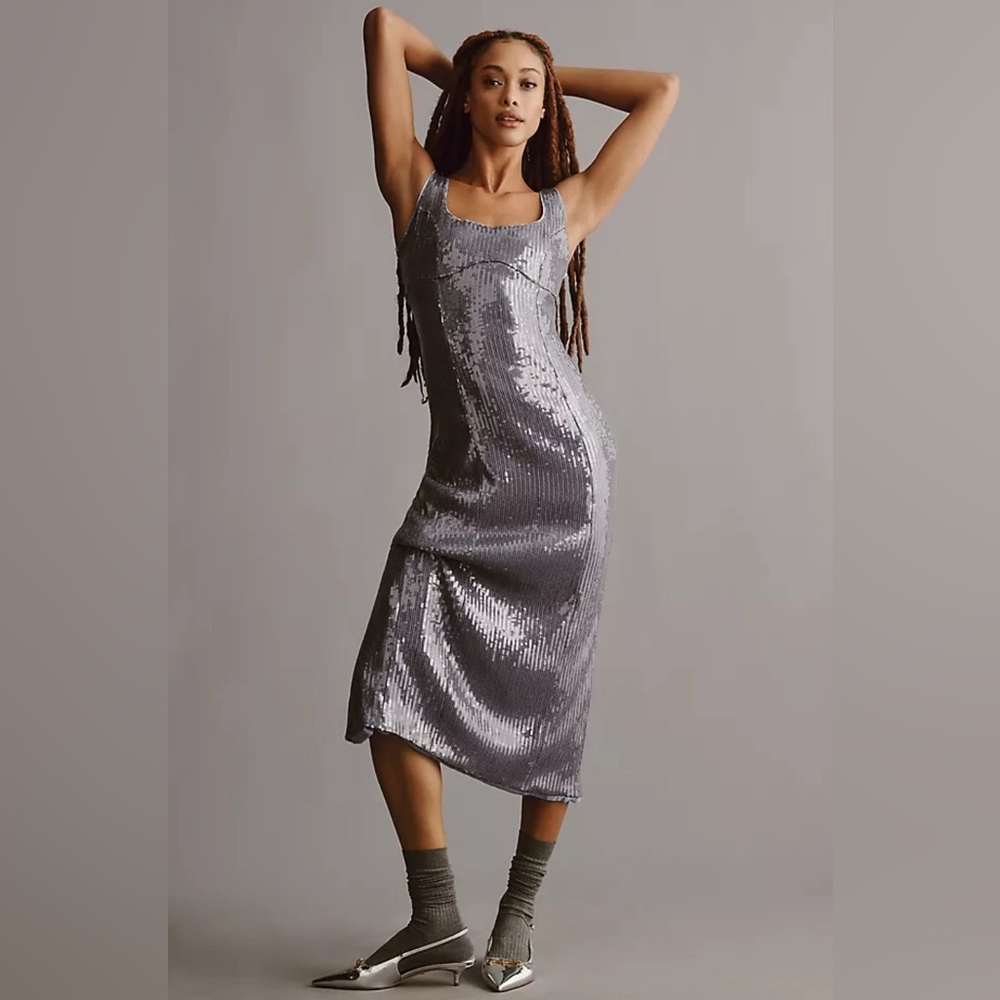 Anthropologie Pilcro Sequin Slim Midi Dress nwt sz large